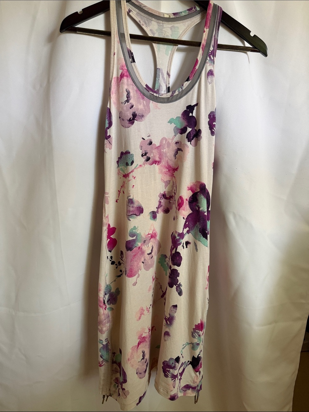 Lululemon Floral Racerback Tank Dress in Cream and Purple Size 6